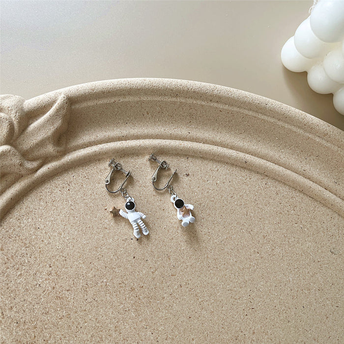 Astronaut earrings design S925 silver needle trend asymmetrical earrings