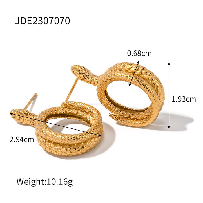 Trending 18K Gold-Plated Stainless Steel Fish Scale Cylinder C-Shaped Clip-On Earrings - Non-Fading Jewelry for Wholesale