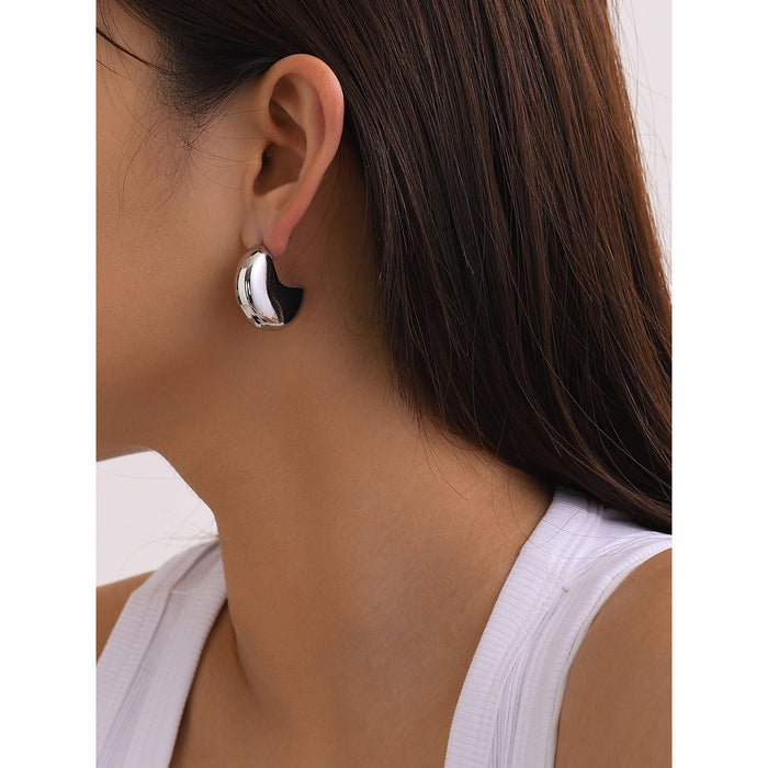 Pendientes minimalistas de acero inoxidable con forma de media luna: joyas semicirculares de diseño de alta gama para mujeres