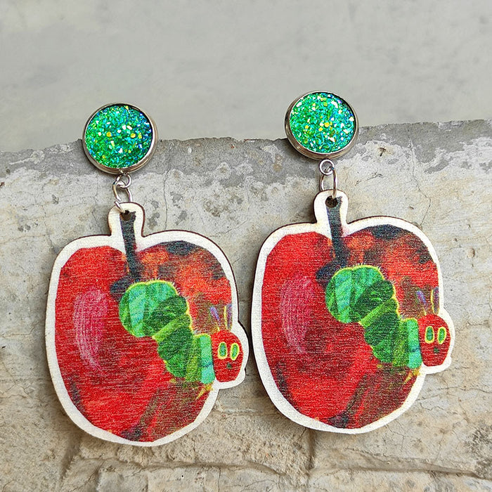 Insect graffiti wooden earrings