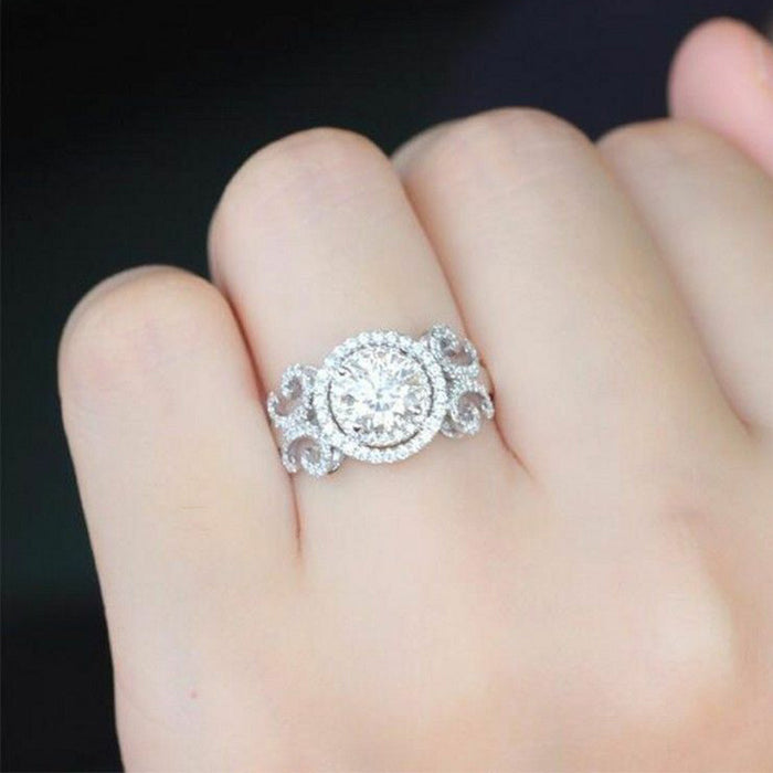 Micro-encrusted diamond zircon ring for women for engagement and wedding