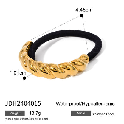 18K Gold Plated Stainless Steel Hair Tie - High-End U-Shaped Elastic Band for Ponytails