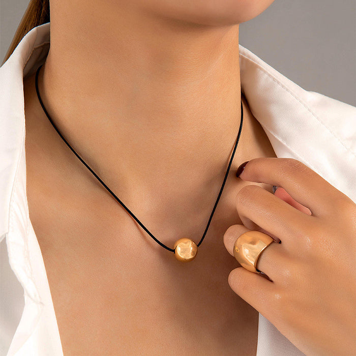 Bold Ball Pendant Necklace with Wide Ring Set