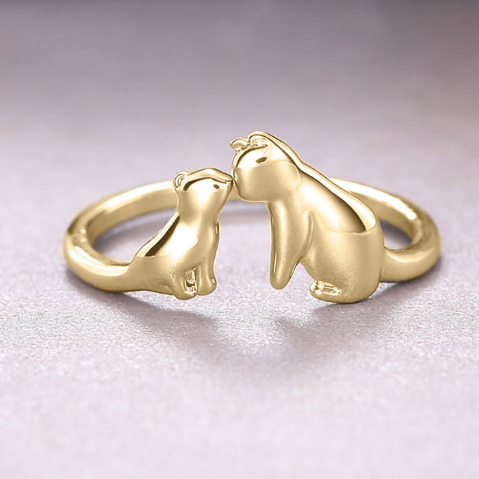 Anillo de beso de gato, lindo animal, lindo anillo de mujer