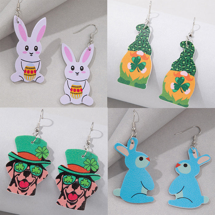 Animal Earrings Cartoon Vintage Leather Earrings