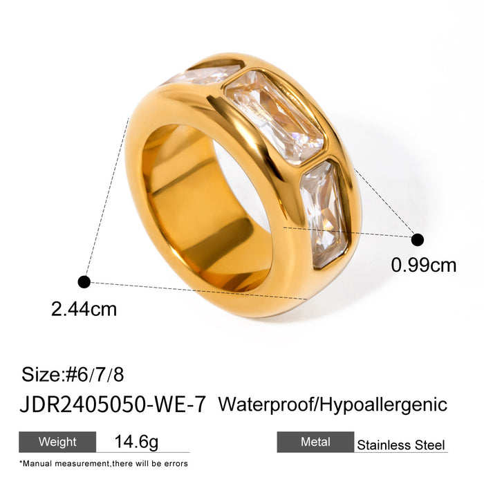 Textured 18K Gold Plated Stainless Steel Ring - Modern and Fashionable