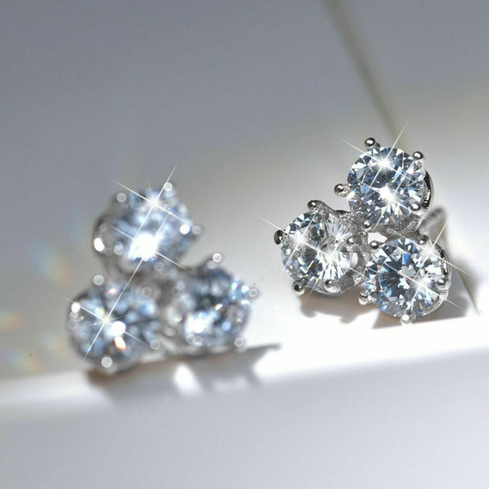 Geometric zircon earrings, versatile and high-end earrings