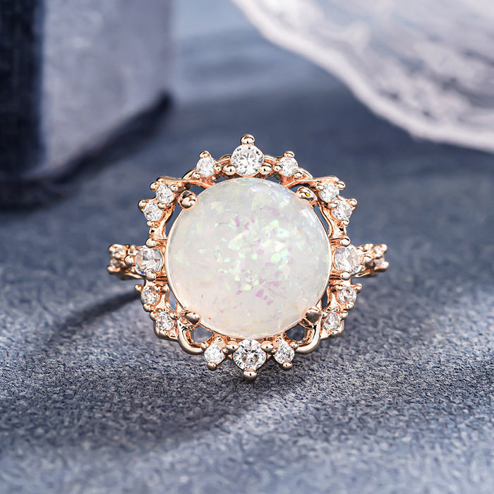 Women's micro-inlaid shiny round ring
