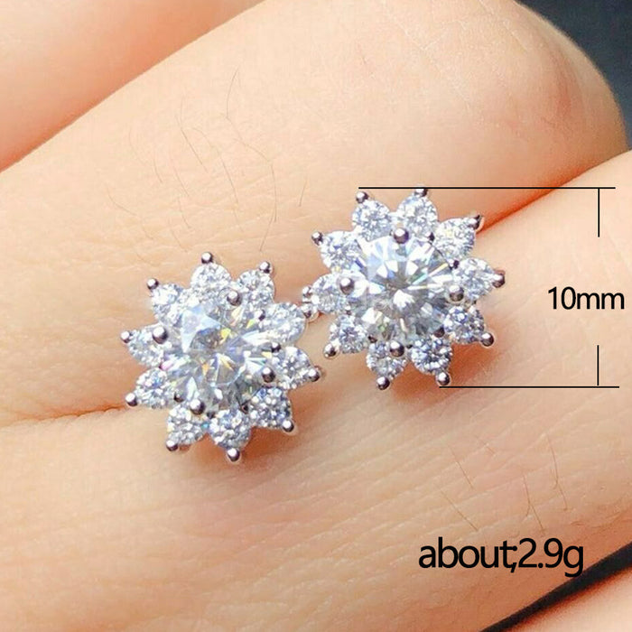 Flower earrings for women inlaid with zircon earrings for students