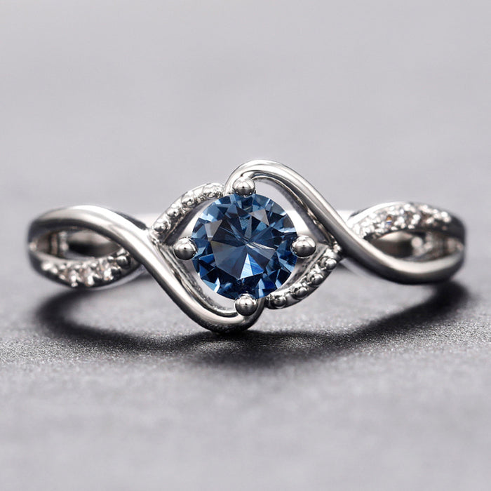 Blue diamond zircon wave ring light luxury niche index finger ring