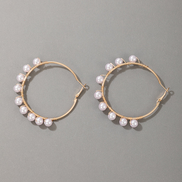 OL Temperament Alloy Pearl Earrings Irregular Beaded Earrings