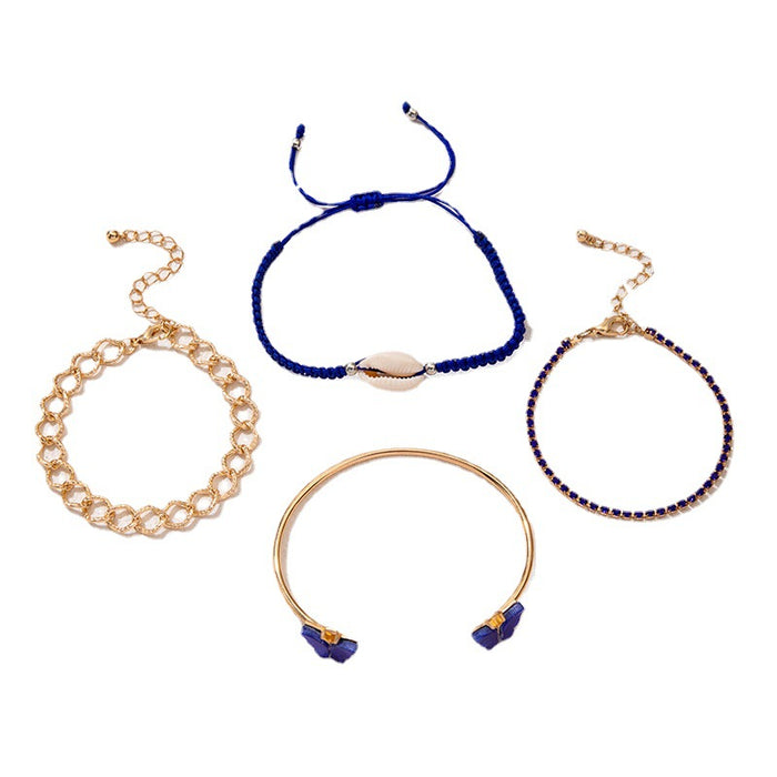 Bohemian Woven Rope Shell Bracelet Set - Four-Piece Jewelry for Beachwear