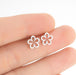 Floral Hollow Stainless Steel Stud Earrings - French-Style Vintage Jewelry - wallojewerly 