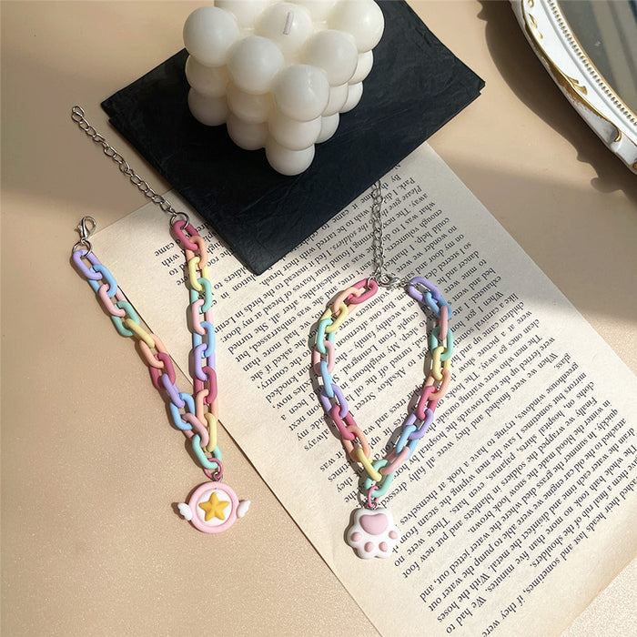 Acrylic rainbow cat claws girlfriend bracelet Lolita style