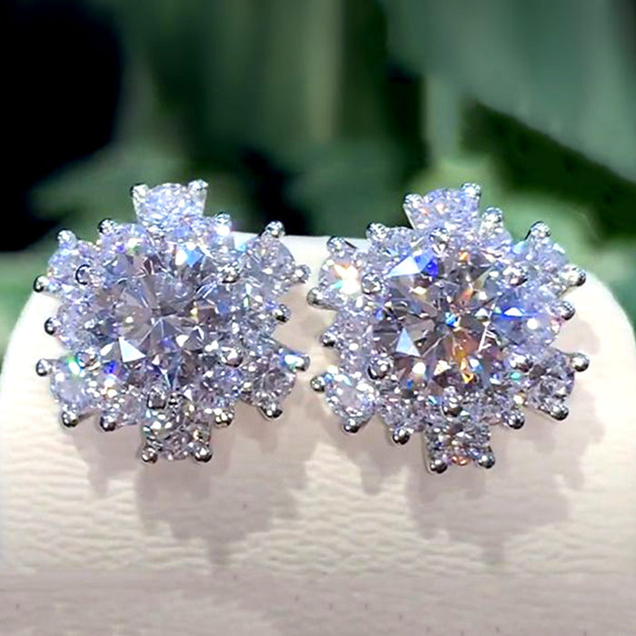 Diamond flower earrings