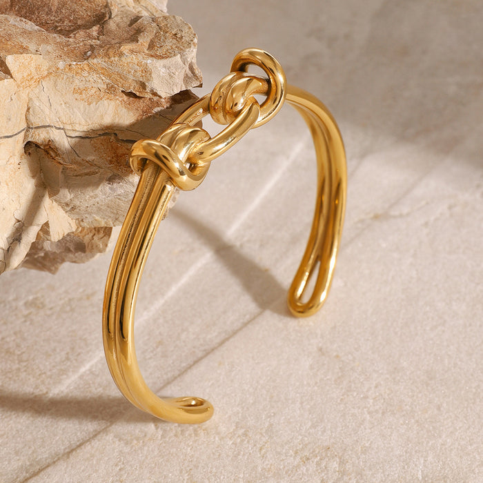 18K Gold Plated Stainless Steel Enamel Ring - Double Use as Ear Cuff, Trendy Fashion Jewelry