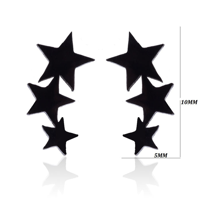 Black star and moon earrings, cross-border new stainless steel simple star and moon earrings personalized accessories wholesale