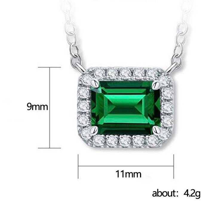 Square colored gemstone necklace O-shaped chain zircon necklace