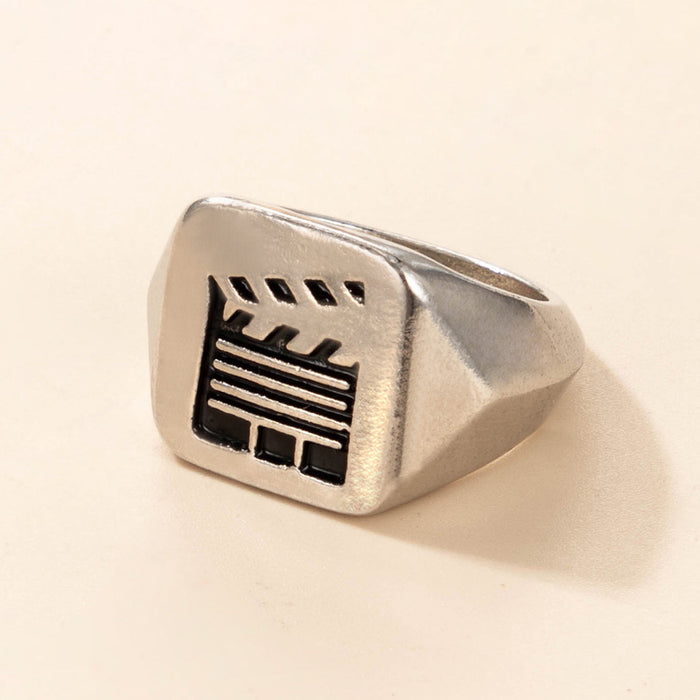 Shark Fox Retro Geometric Single Silver Ring