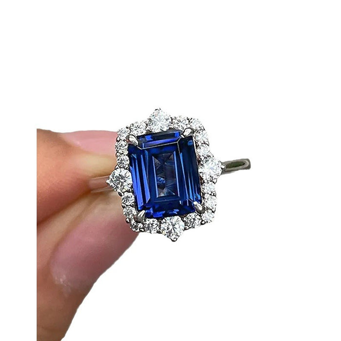 Blue Luxury Ring Imitation Jade Cut Ring