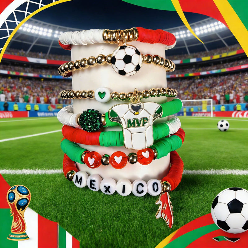 Wholesale 2026 World Cup Soccer-Themed Polymer Clay Bracelet Sets - wallojewerly 