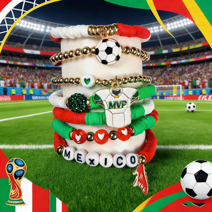 Wholesale 2026 World Cup Soccer-Themed Polymer Clay Bracelet Sets