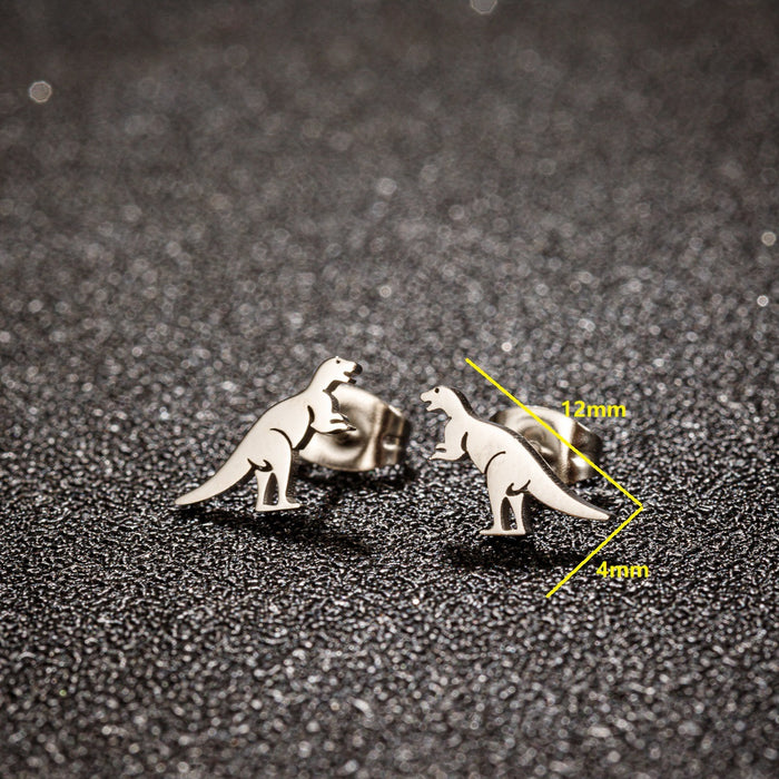 Dinosaur Stainless Steel Stud Earrings - Fun and Playful Animal Jewelry