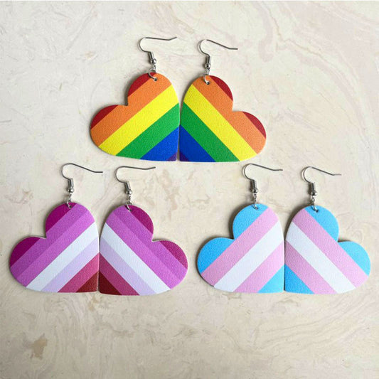 Pendientes de cuero con rayas de colores para Instagram