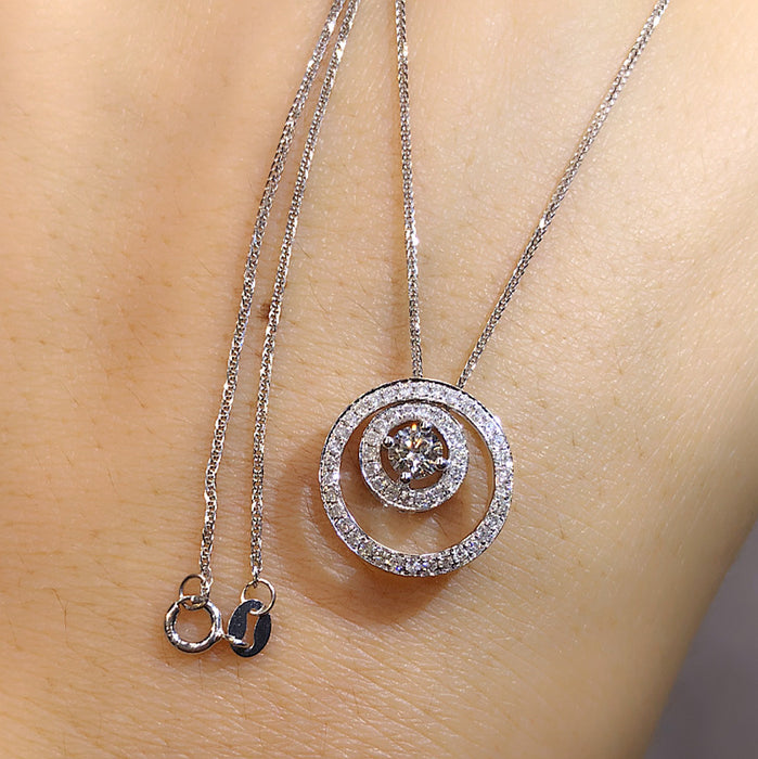 Hollow full diamond pendant necklace with ordinary chain