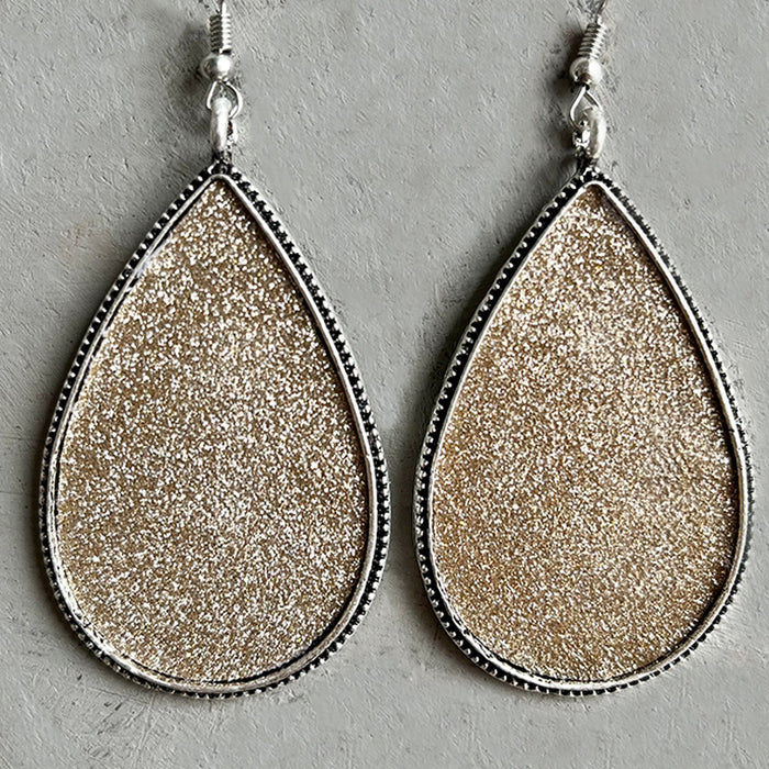 Retro Metal Teardrop Glitter Earrings with Simple and Elegant Design