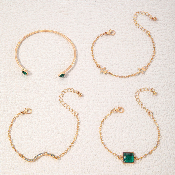 Unique Emerald Bracelet Set - Simple Star-Studded Jewelry Collection