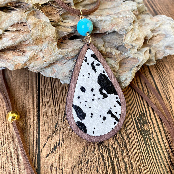 Wooden cow pattern earrings