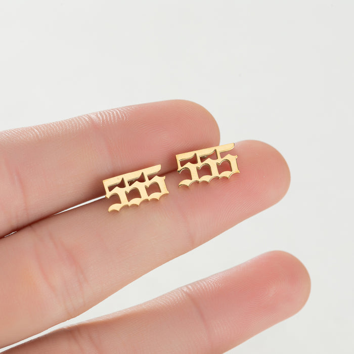 Number Combination Stainless Steel Stud Earrings - Customizable and Stylish Jewelry