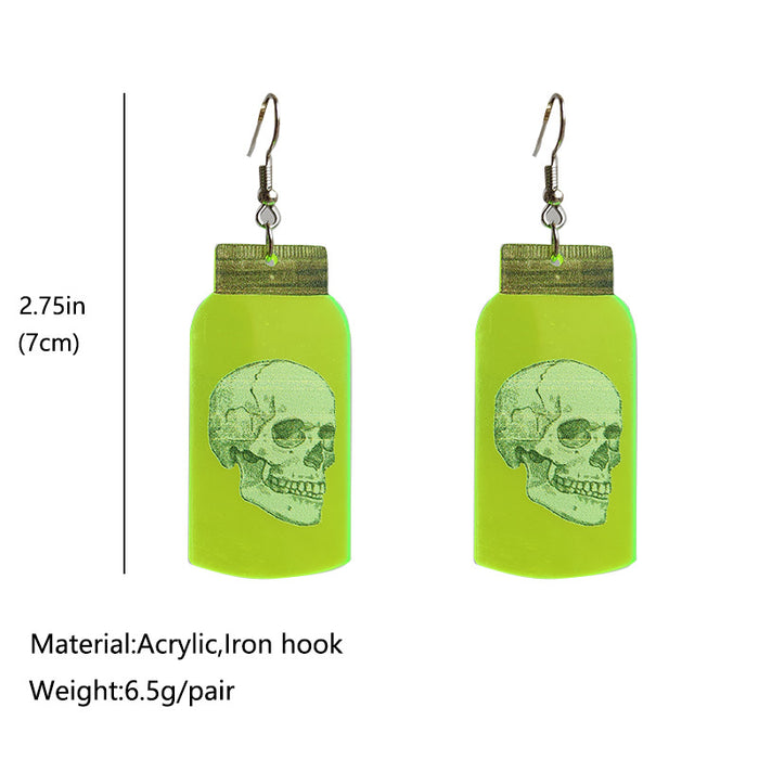 Halloween Ghost Fluorescent Acrylic Horror Earrings - wallojewerly 