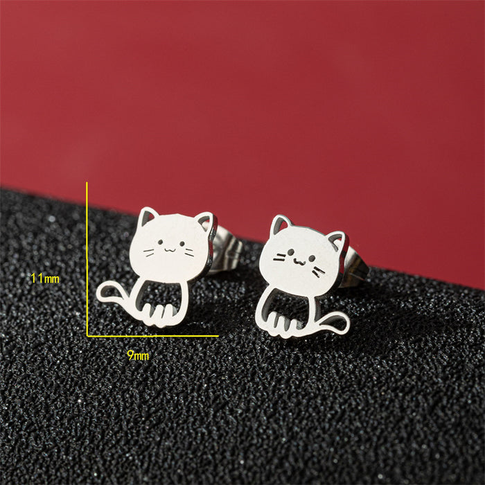 Mimi earrings, new cartoon kitten animal series stainless steel jewelry personalized accessories wholesale