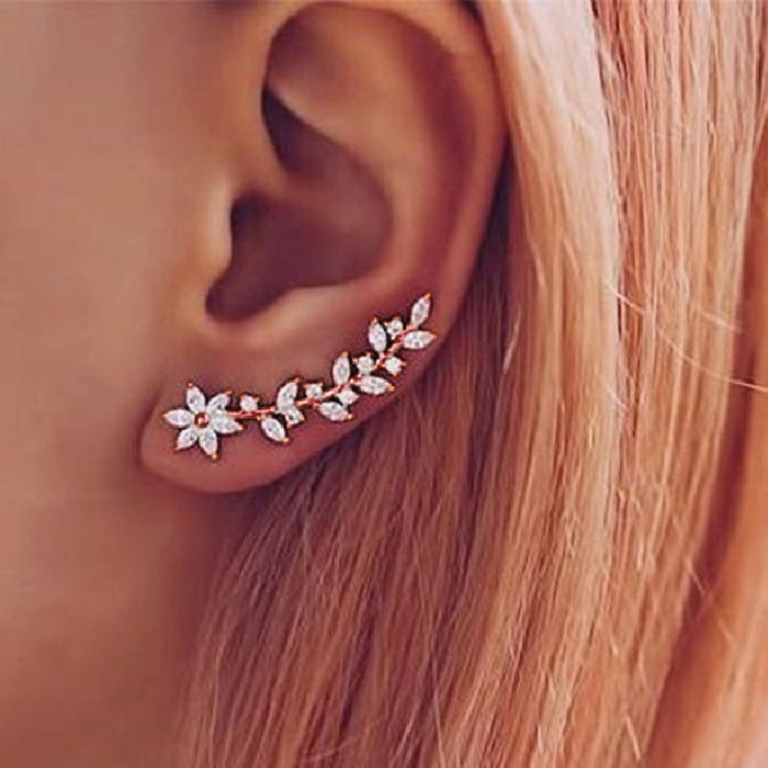 Diamond flower earrings