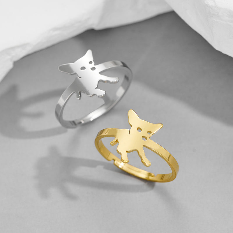 Stainless steel pet dog ring, niche design open animal ring wholesale