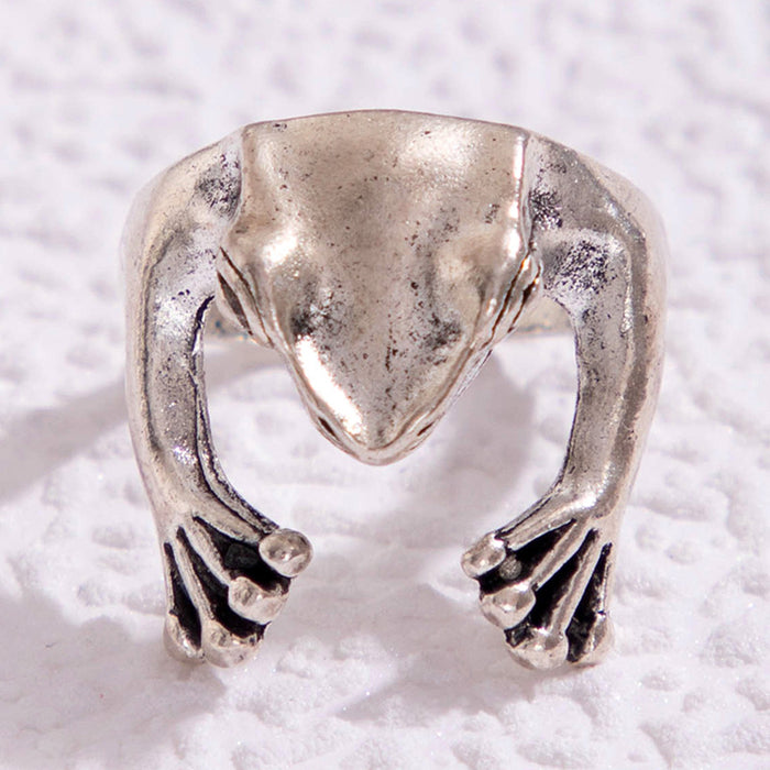 Frog Animal Punk Style Two-Piece Silver Ring