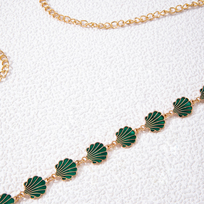 Green oil drip scallop beach style creative waist chain