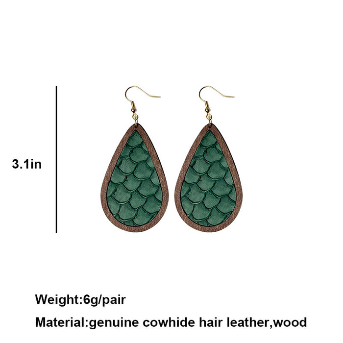 Wooden fish scale earrings