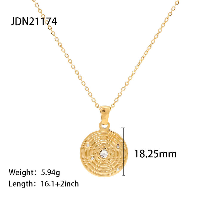 French Vintage Titanium Steel Heart Necklace - Stainless Steel Zircon Heart Pendant Jewelry for Women