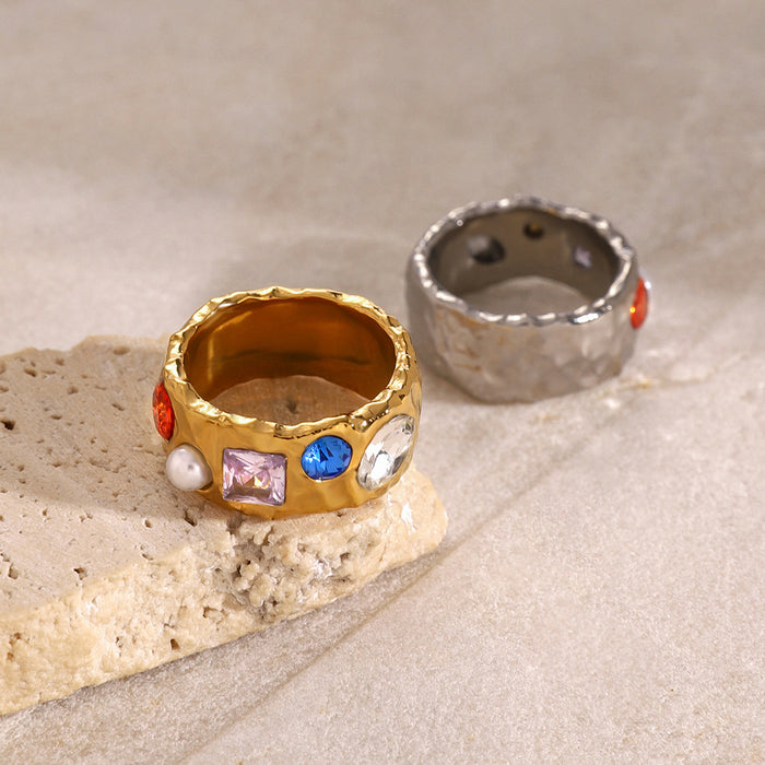 Stainless steel zircon ring