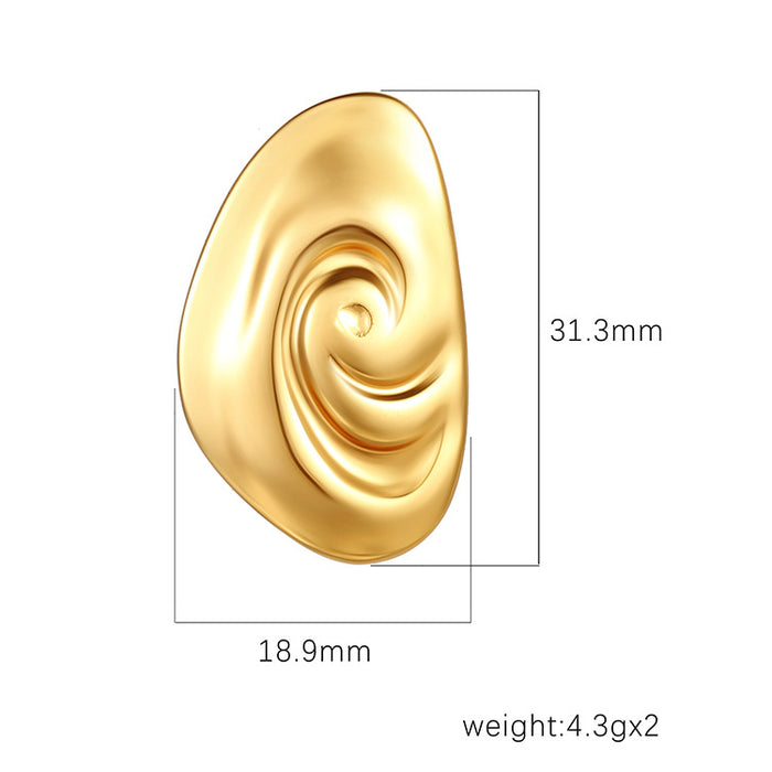 Oval welding bead stainless steel earrings for women light luxury 18K gold plated earrings