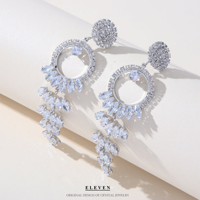 Luxury Micro Inlay Zircon Earrings - S925 Silver Tassel Dangles for a Sophisticated Look