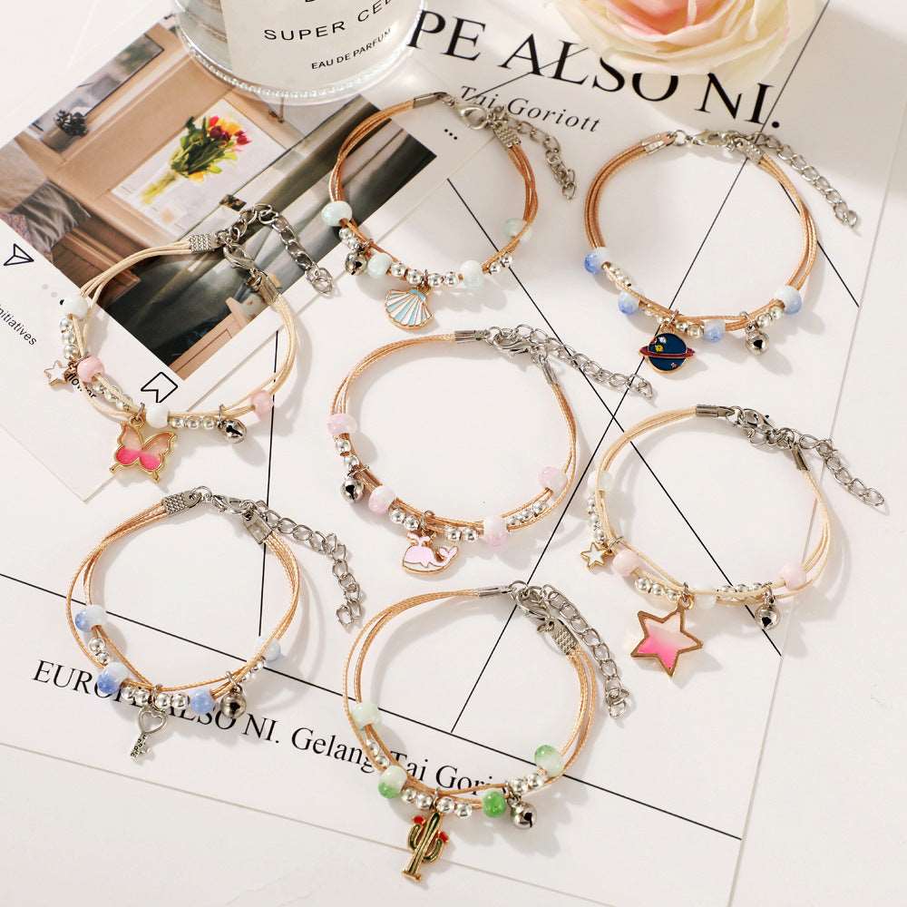 Alloy Star Shell Cactus Ceramic Couple Bracelet