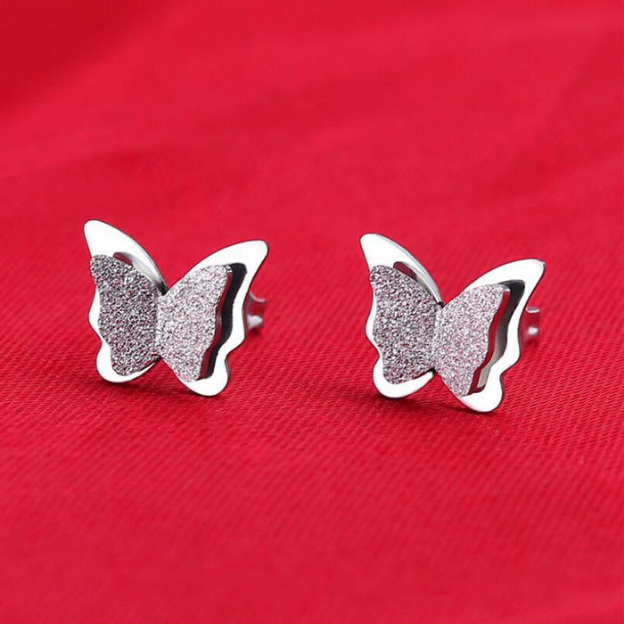 Butterfly Hollow Stainless Steel Stud Earrings - Elegant and Luxurious Jewelry