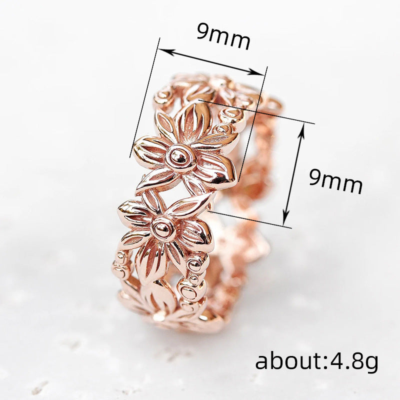 Double-layer micro-inlaid zircon set ring luxury party wedding hand ring