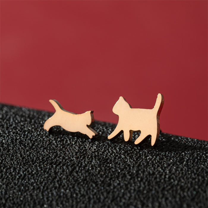 Mini Cat Paw Stainless Steel Stud Earrings - Adorable Pet Jewelry for Animal Lovers