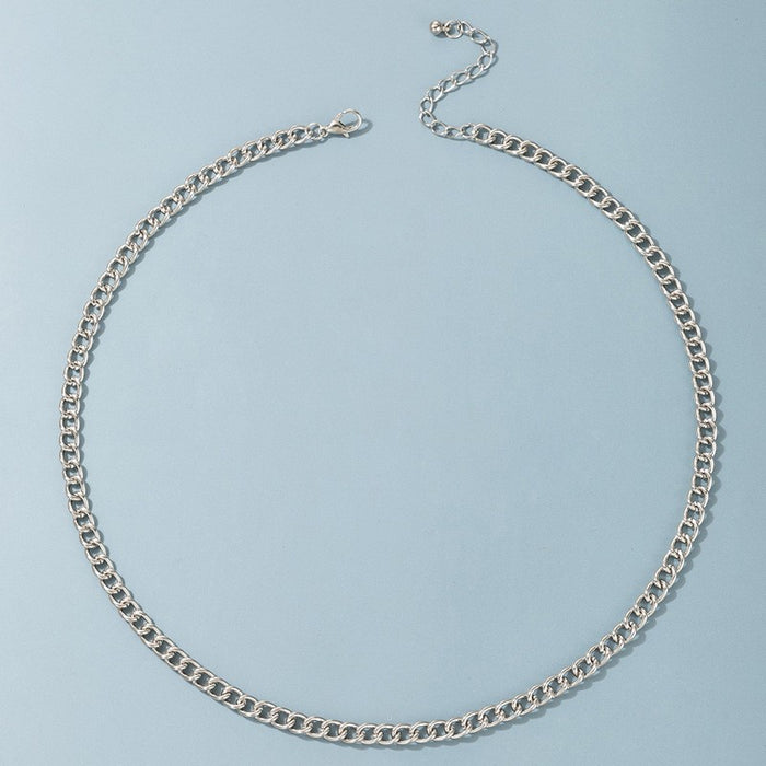 Collar de cadena geométrica de plata: joyería minimalista de moda para mujeres