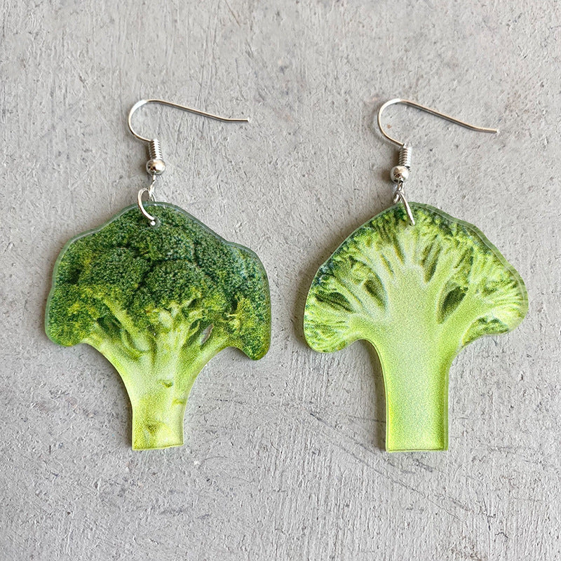 Trendy Vegetable Earrings with Broccoli, Cucumber, and Tomato Designs - wallojewerly 